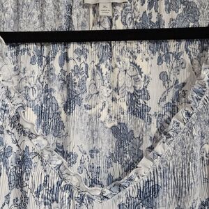 Blue and White Floral Blouse